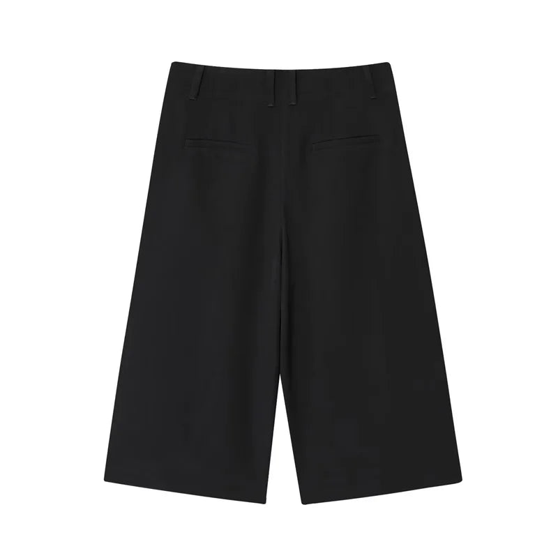 Women's Shorts New Summer 2025 Black Cropped Simple Shorts Casual and Fashionable Capable Commuter Personality Versatile