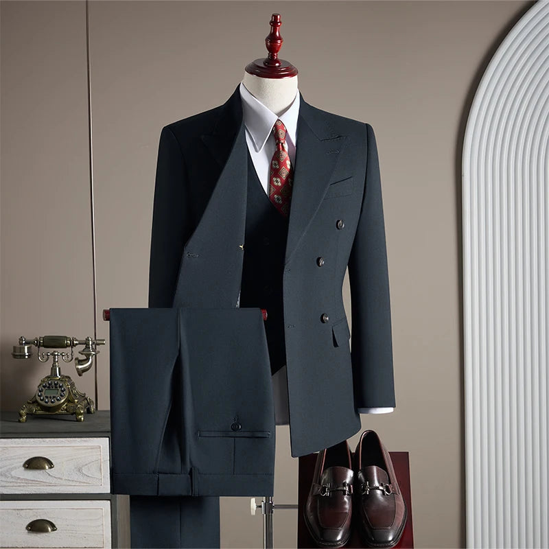 Wedding suits Mens Double Breasted Business Suit High End Boutique 3 Piece Wedding Suit Autumn Winter New Arrival Formal Attire