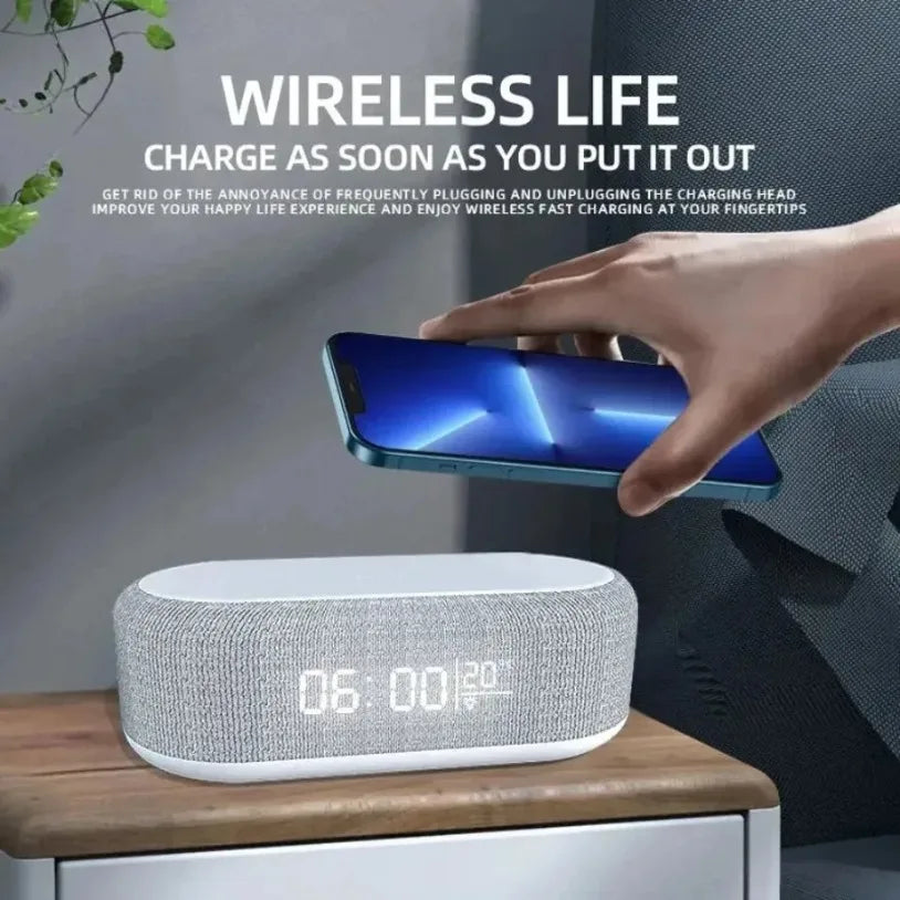 VIKEFON Alarm Clock Wireless Chargers Pad Phone Bedroom Lamp Night Light Desk Thermometer For iPhone 17-12 Fast Charging Dock