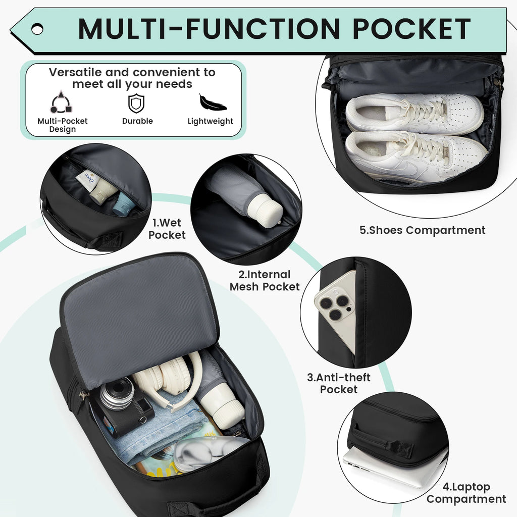 Gym Bag for Women，Personal Item Travel Bag With Shoe Compartment Travel Backpack for Women，Sports Backpack Ideal for Tennis，Swim
