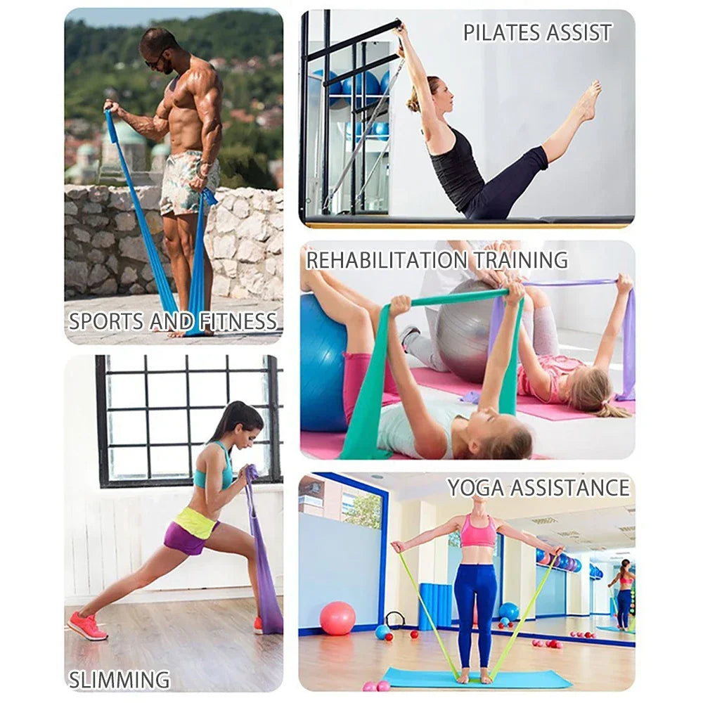 Length 200cm Yoga Pilates Stretch Resistance Band For Gym Fitness Exercise Band Training Elastic Rubber
