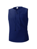 Summer Mens Tank Tops Vest Casual Comfortable breathable Sleeveless Shirts Loose Lace Up O-Neck Tops Streetwear