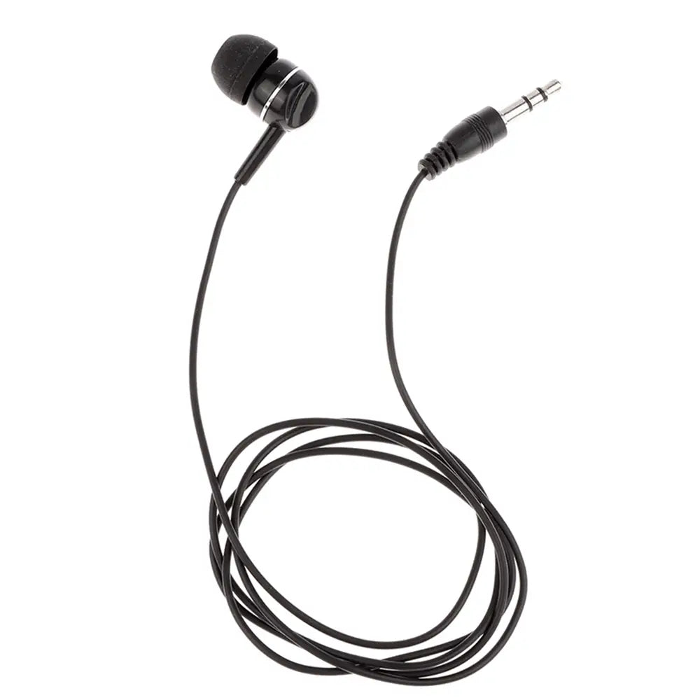 Écouteurs filaires intra-auriculaires noirs avec câble spiralé et prise audio filaire 3,5 mm compatible avec les appareils mp3 mp4.