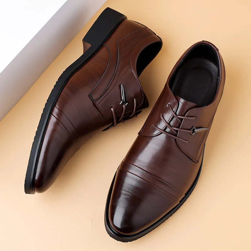 Men Leather Shoes British Style Business Dress Shoe Classic Laced Oxford Shoes Luxury Wedding Shoes for Men Casual Leather Shoe