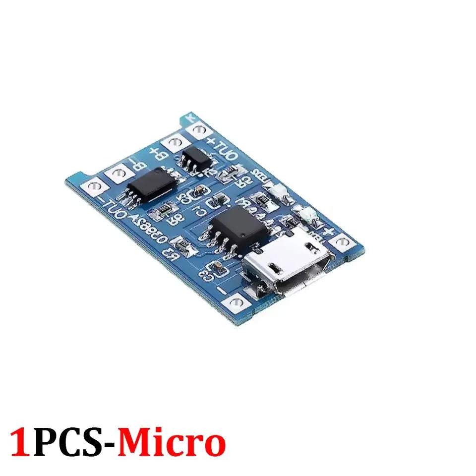 Micro USB/Type C 5V 1A Charger Board with Dual Protection Functions 18650 Charging Module Lithium Battery Module Battery Holder