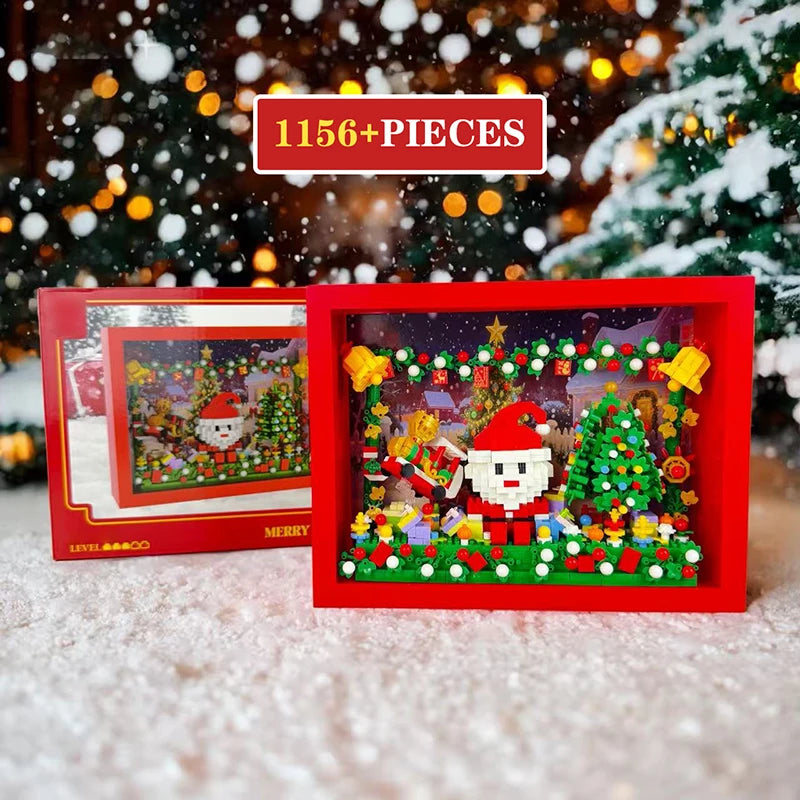 Christmas Retro Tv Building Blocks Assembly Building Blocks Xmas Gift Mini Bricks Diy Assembly Educational Toys Plastic Model