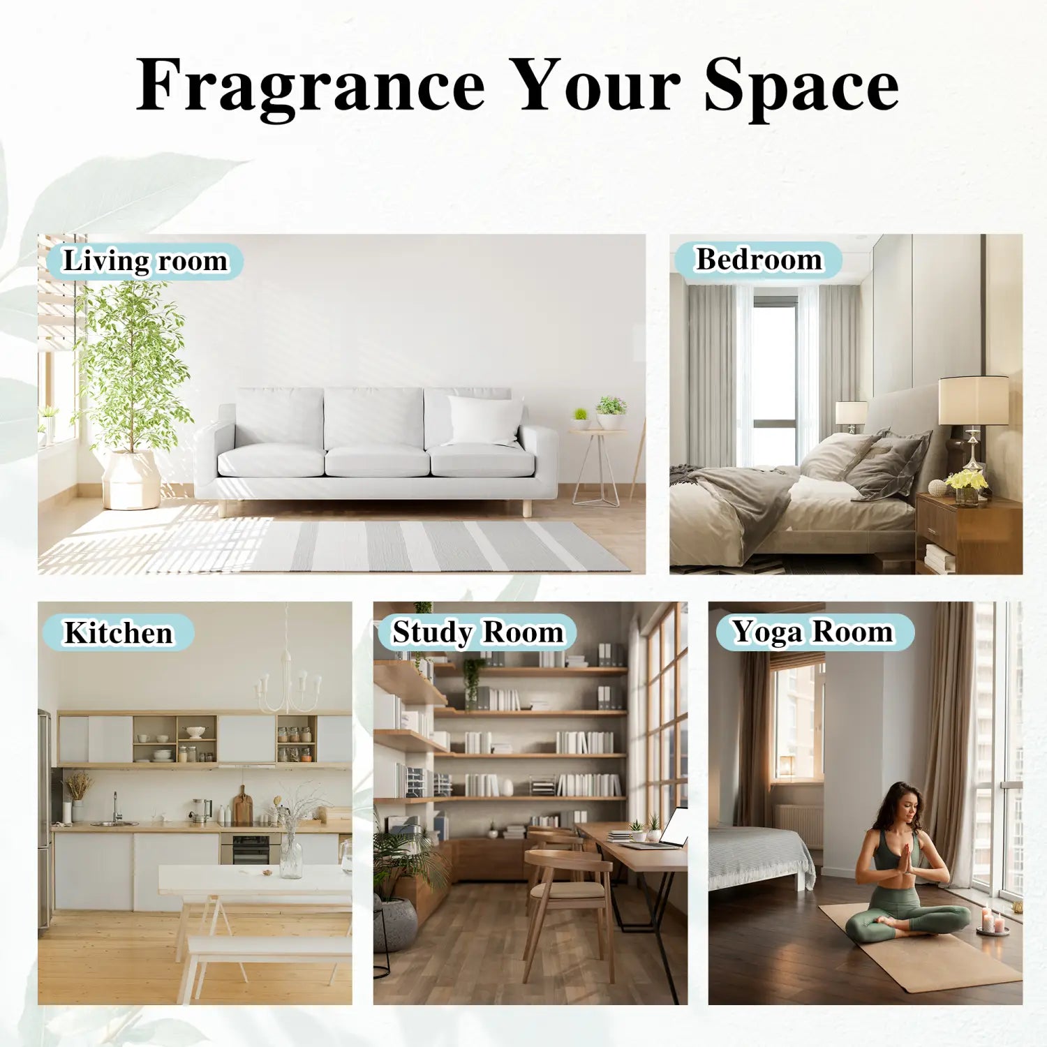 minimalist white sofa with clean lines and matching cushions in a bright living room alongside euqee lavender essential oil available in 10ml 30ml and 100ml for pure aromatherapy use