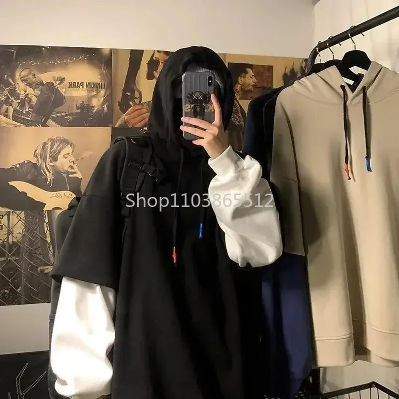 Hoodies Men Fashion Patchwork Sweatshirts Hip Hop Swag Style Hip Hop Streetwear Hooded Jacket Coat Male Hoodies Autumn Pullover