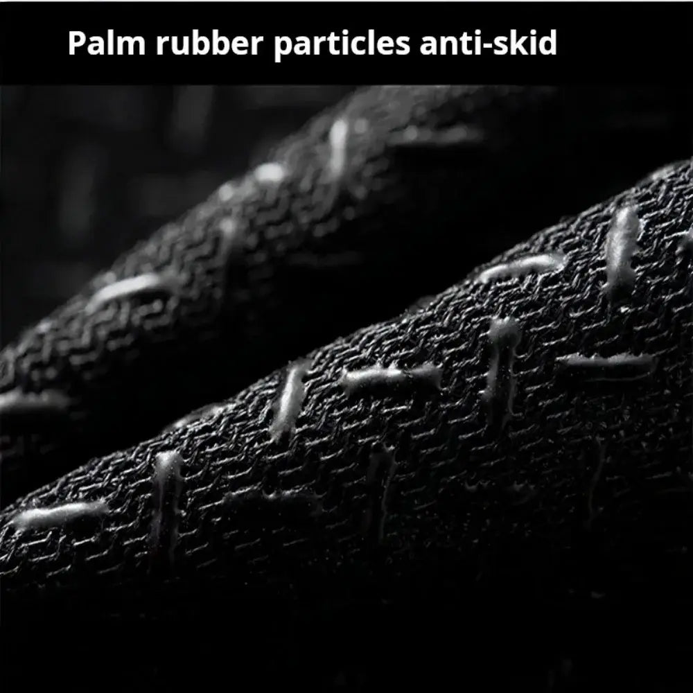 Black palm rubber particles embedded in the textured grip surface of ice silk three finger fishing gloves for enhanced anti-skid performance.