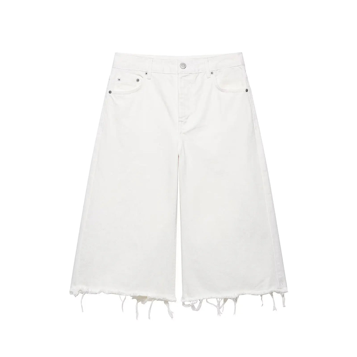 Casual Fashionable Frayed Hem Denim Shorts Women's High Waist Slim Fit Polyester Fiber Spring Season Ladies Premium Quality