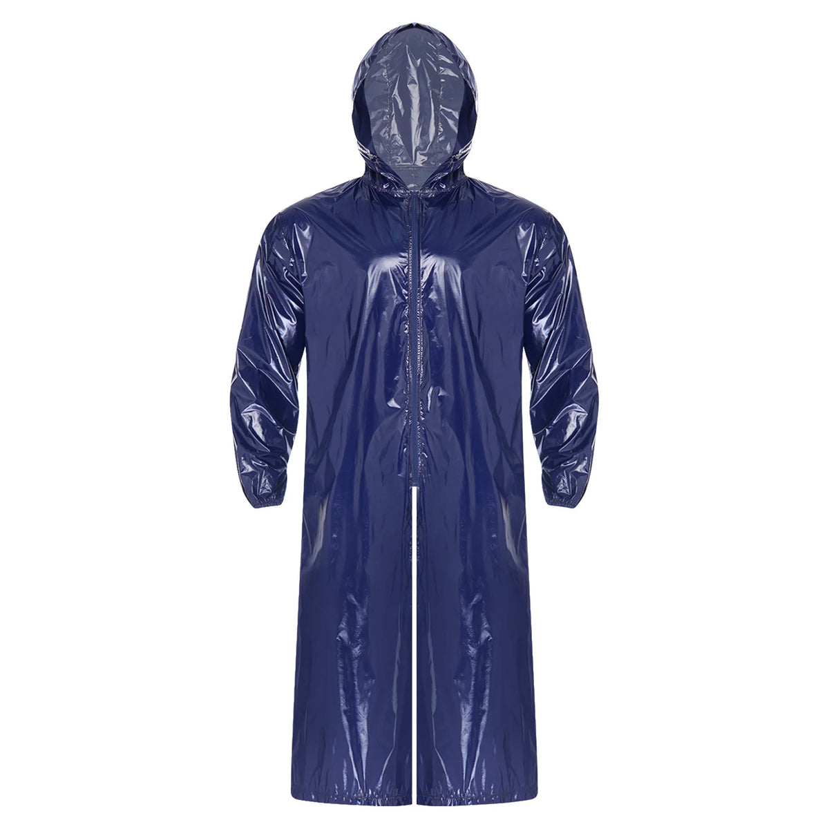 Mens Women's Raincoat Trench Hooded Coat Long Sleeve Front Zipper Lightweight Waterproof Long Jacket Workwear Camping Poncho