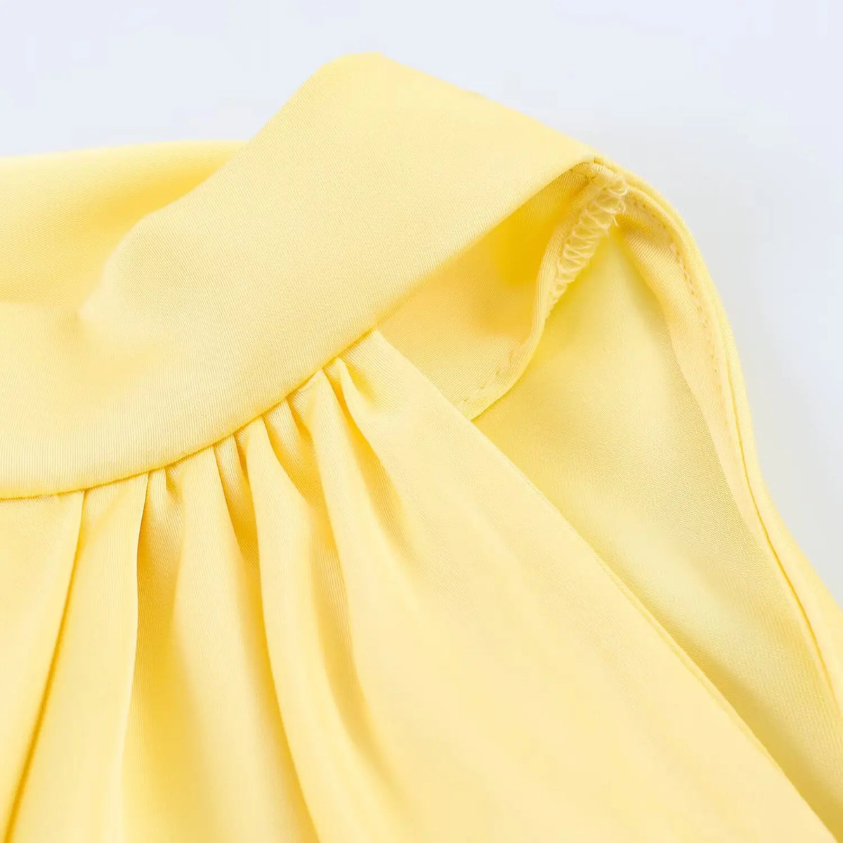 Women's Evening Party Long Dress Summer Female Elegant Satin Backless Halter Dress Lady Pleated Sleeveless Yellow Dresses Robes