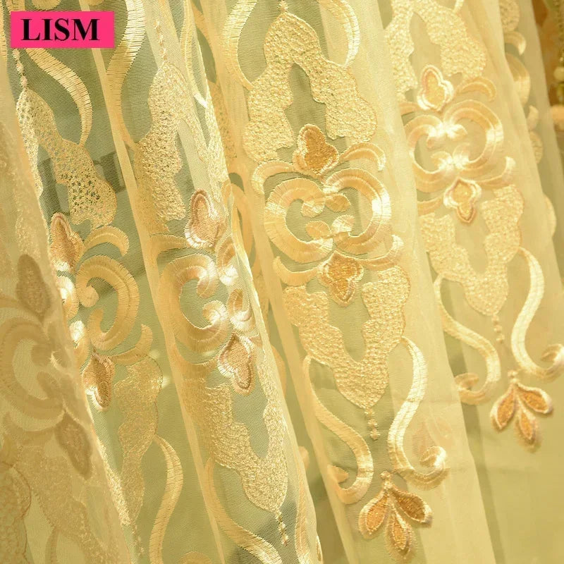 European Luxury Curtains For Living Room Bedroom Blackout Thicken Velvet Decor Custom White Tulle Solid Color Fabric Valance
