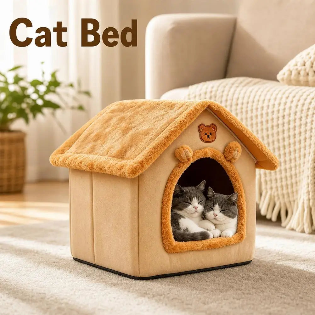 House Style Pet Bed for Small Dogs & Cats - All Season Removable Washable Dog House Winter Warm Teddy Bed Pet Supplies
