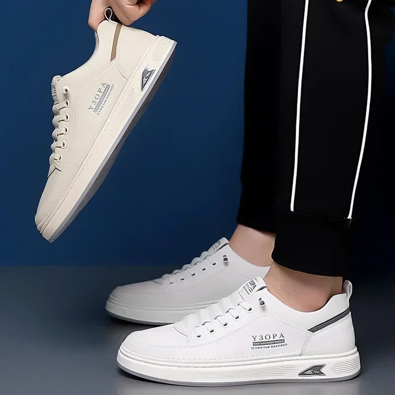 Men's Shoes Leather Casual Sneakers Breathable Walking Slip On Platform Shoes Man Flats Rubber Sole Sports Shoes Zapatillas