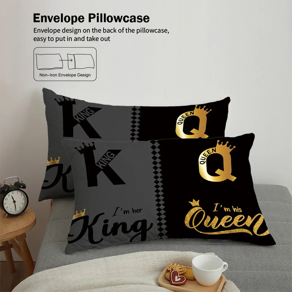 3pcs Bedding Set King Queen Size Pattern Dark Color Cover with 2 Pillowcase Single Double Soft Cover for Bedroom Decor