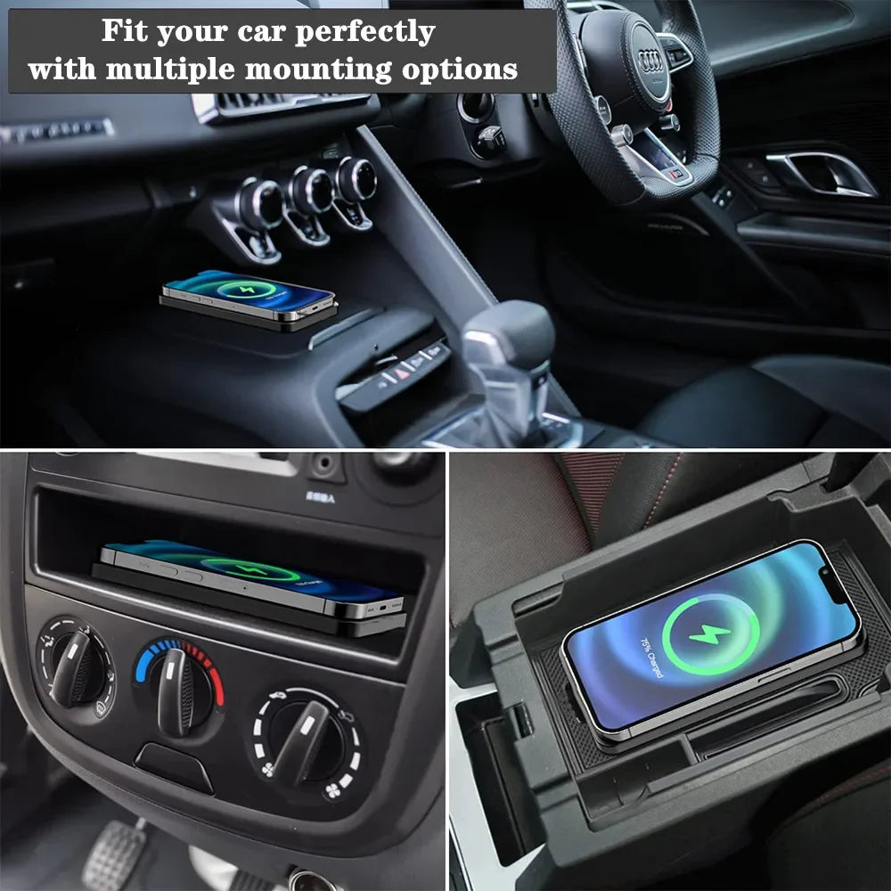 15W Fast Car Wireless Charging Pad Anti Slip Phone Charger Mat For Vehicles Universal Fit Case Friendly Safety Protection