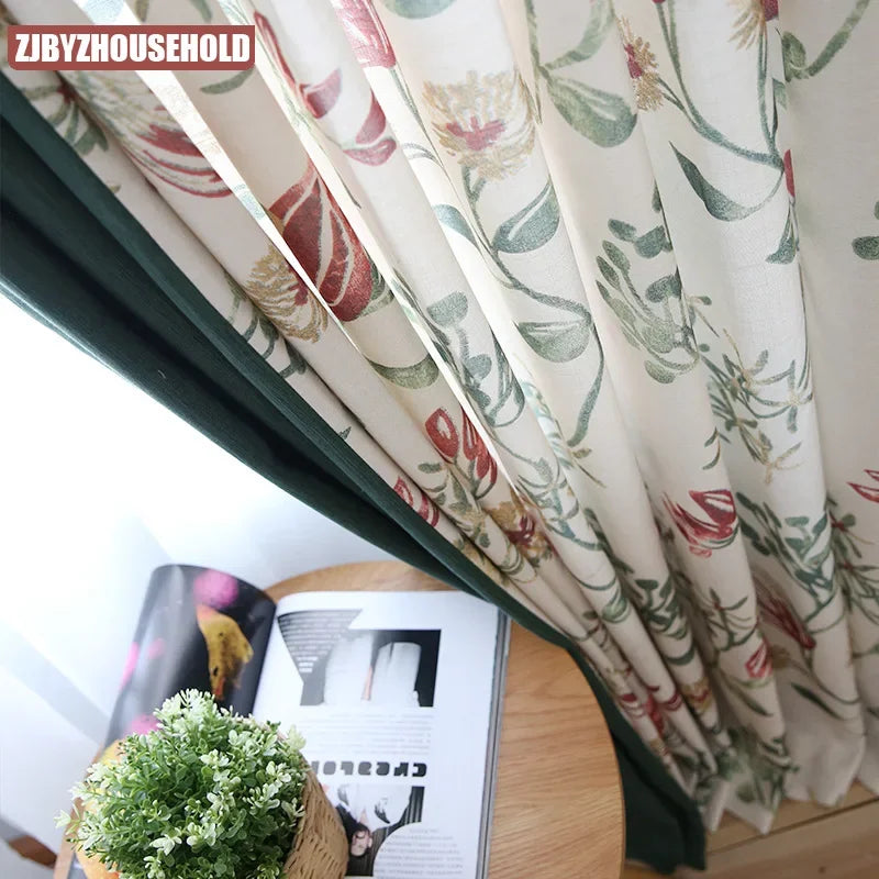 New Cotton Curtain for Living Room Prints Boys 'curtains Green Curtains for Bedroom Fabric Half-light Curtains