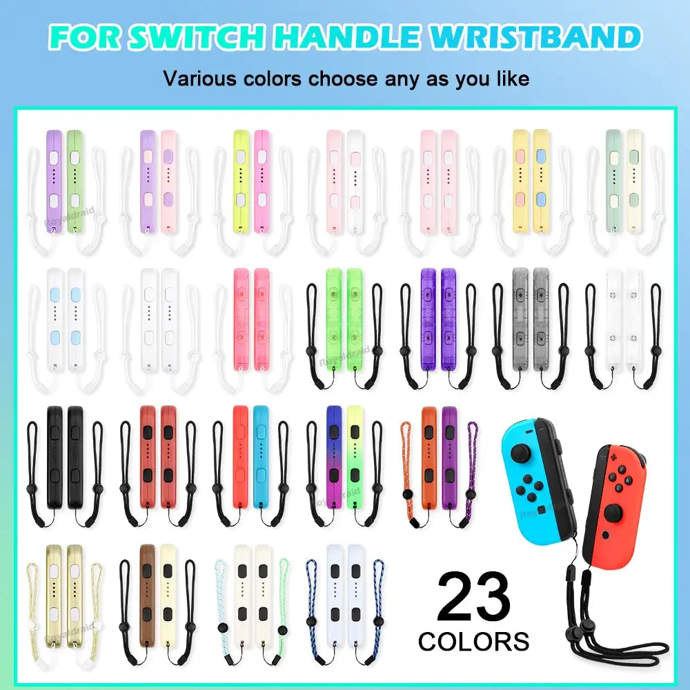 Colección de correas para muñeca y cuerdas de silicona para Joy-Con de Switch en 23 colores vibrantes diferentes, diseñadas como pares de reemplazo para mejorar el agarre y la seguridad