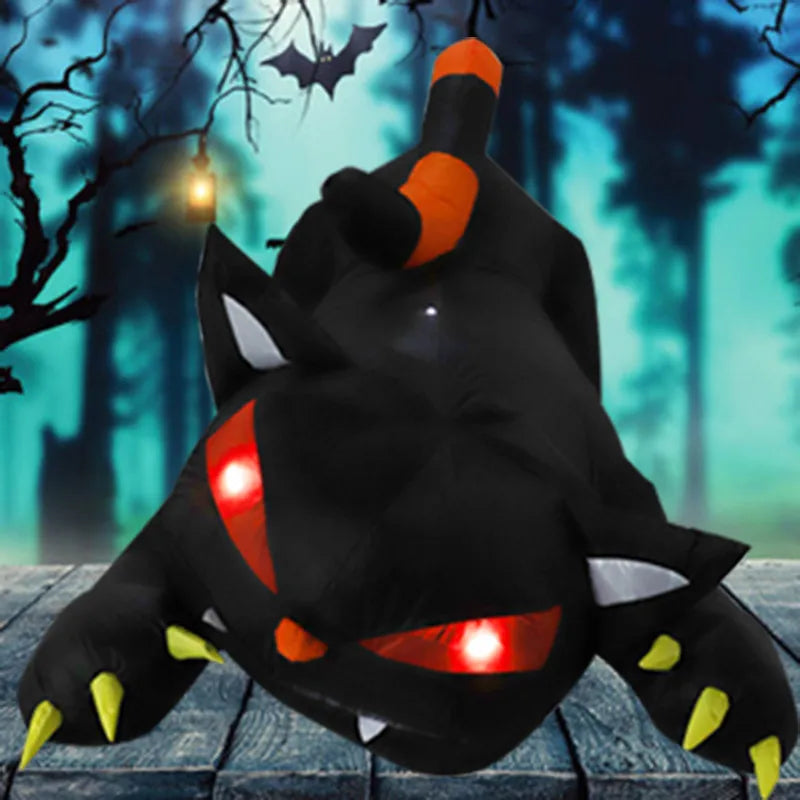 Halloween 1.8M Black Cat Shakes Head Ghost Festival Built-in LED Lights Up Inflatable Gas Mold Christmas Garden Decor Ornament