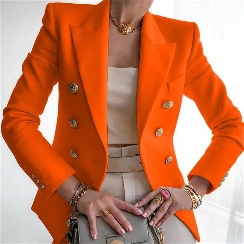Women's European American Fashion Blazer Spring Autumn Elegant Temperament Ladies Suit Coat Professional Lady Short Outerwear