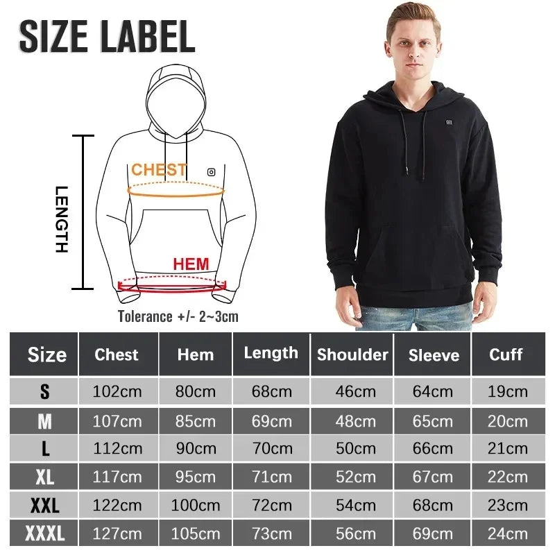 Women USB Heating Hoodies men Vintage Gothic Heated Jacket Long Sleeve Streetwear Loose Coats Harajuku Sweatshirts