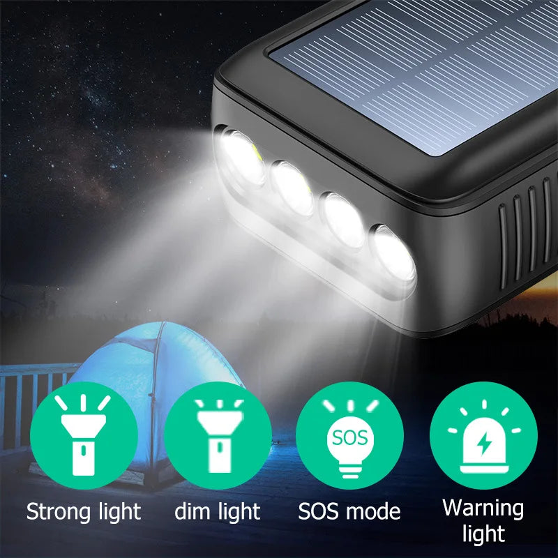 Hand Crank Solar Power Bank for iPhone mobile phones IP66 Waterproof/Dustproof/Shockproof  LED Flashlight & SOS Emergency Light