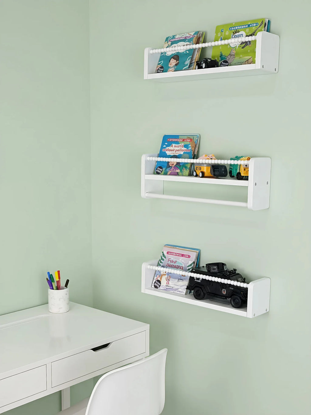 Nursery Book Shelves ,15.7 Inch Wood Floating Bookshelves for Wall Set of 3, Baby Kids Decor, Solid Wood Wall Mounted Shelves