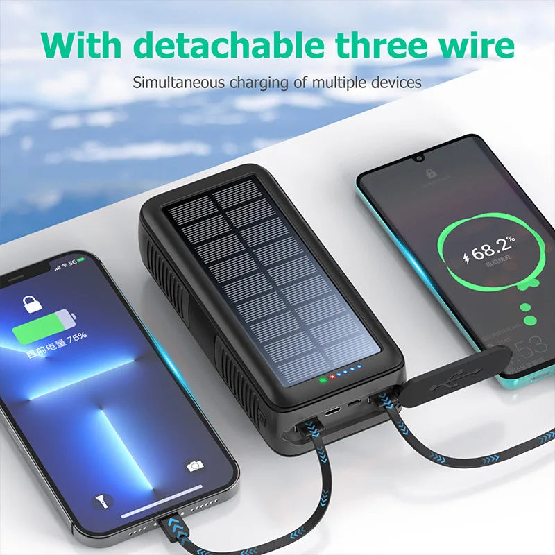Hand Crank Solar Power Bank for iPhone mobile phones IP66 Waterproof/Dustproof/Shockproof  LED Flashlight & SOS Emergency Light