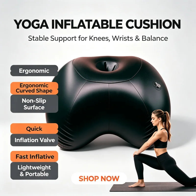 Dual Purpose Inflatable Pillow Multi‑Functional Inflatable Yoga Balance Ball Cushion for Home Gym Yoga Pilates Workout Training