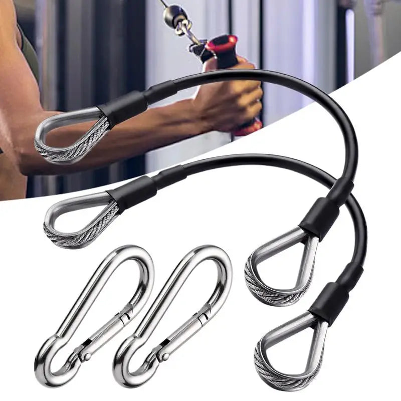 2pcs/set Fitness Pulley Cable Extension  With Carabiner Gym Extension Rope Pulley System Workout Pull Down Cable Attachments