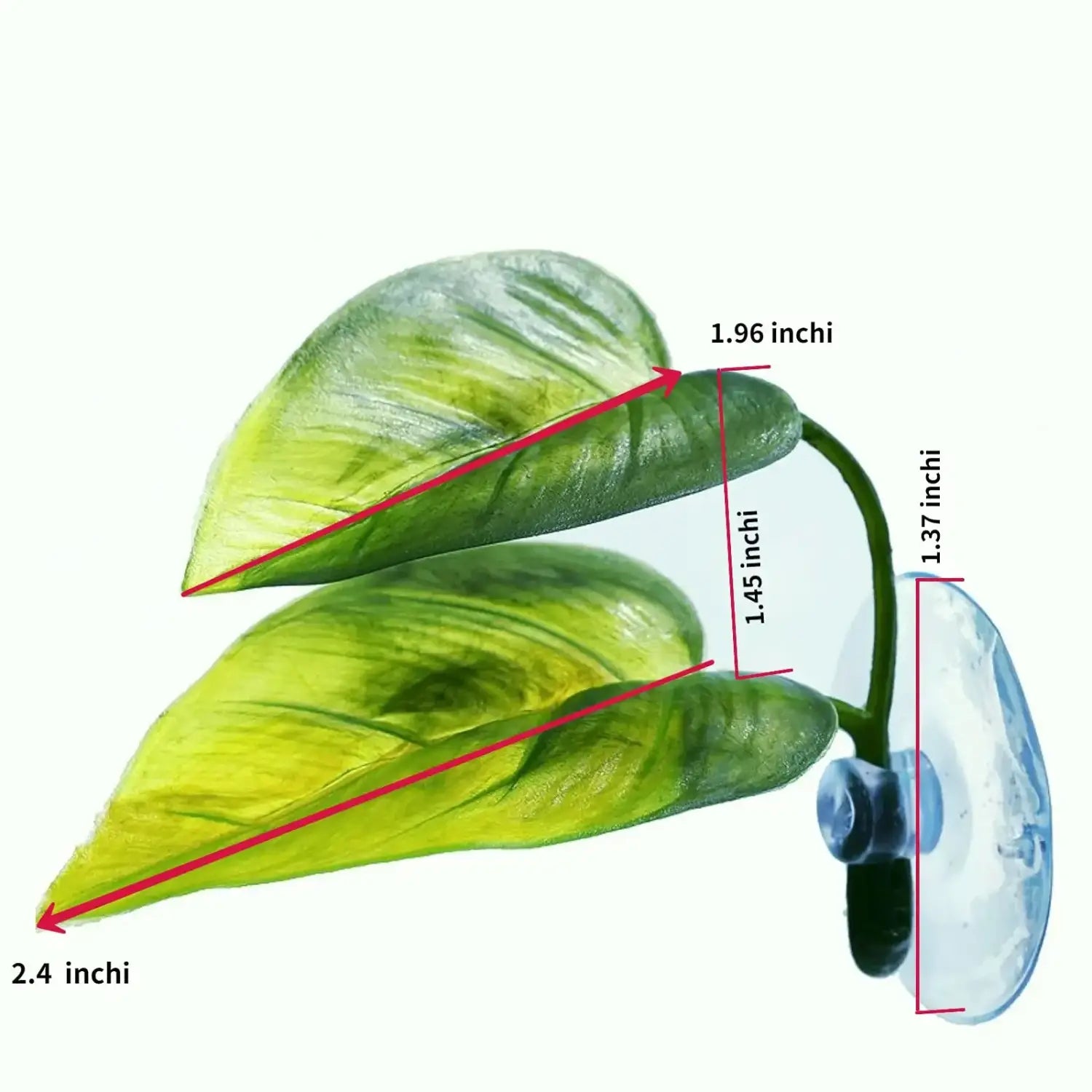 Betta fish leaf hammock artificial aquarium plant with green realistic textured leaves and a clear suction cup base.