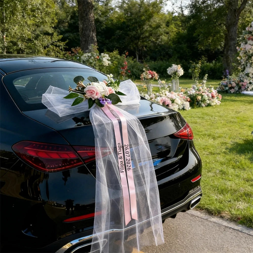Custom Wedding Car Flowers Wedding Car Decoration Bridal Shower Personalized Car Couple Garland Wedding Custom Bows And Ribbons