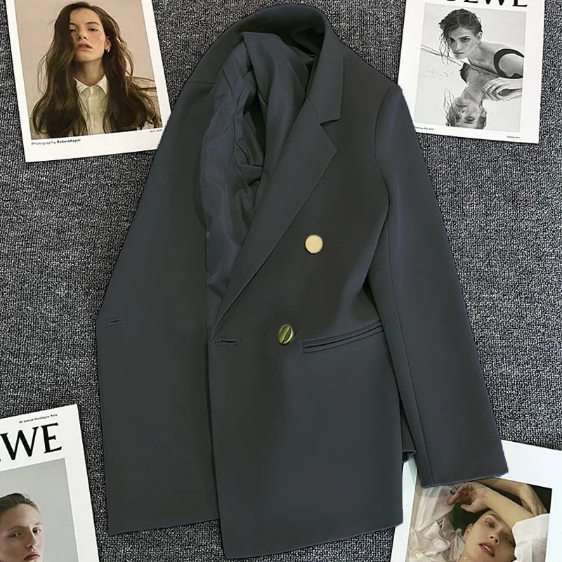 Small Blazer Women's 2025 Spring Autumn New Korean Style Loose Double-breasted Top
