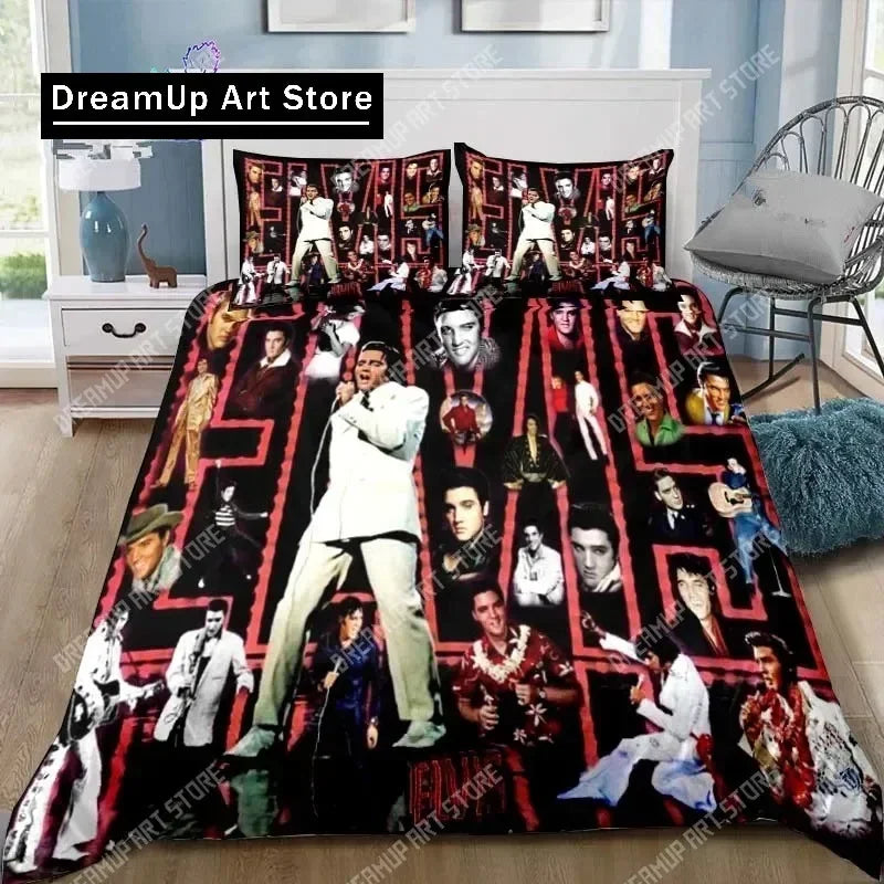 Poster Collection E-Elvis Presley Bedding Set Single Twin Full Queen King Size Bed Set Adult Kid Bedroom Bedding Gift