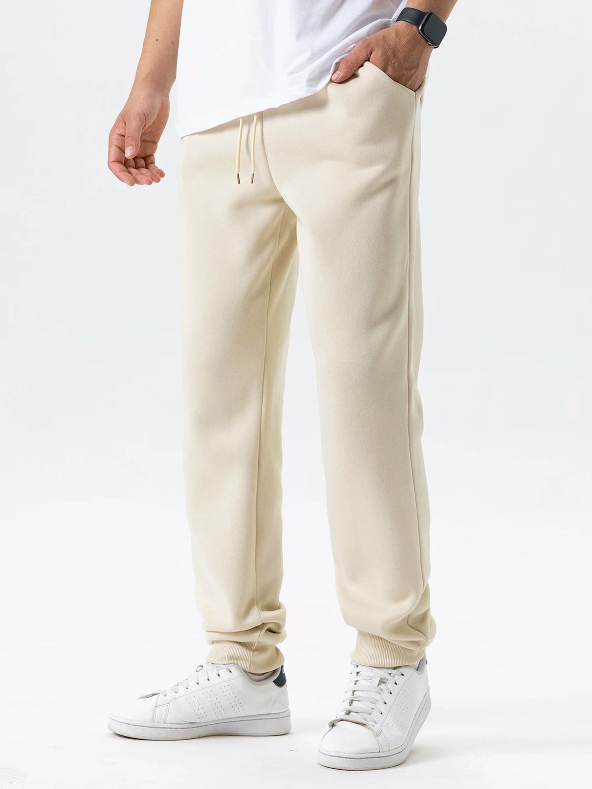 Men's Casual Pants Autumn Winter Fleece Sweatpants Men Running Jogger Sports Gym Trousers Fashion Solid Color Workout Long Pants
