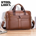 Leather Men's Briefcase, Large Capacity Business Office Bag, Cowhide Computer Bag, Can Be Carried by Hand or Shoulder