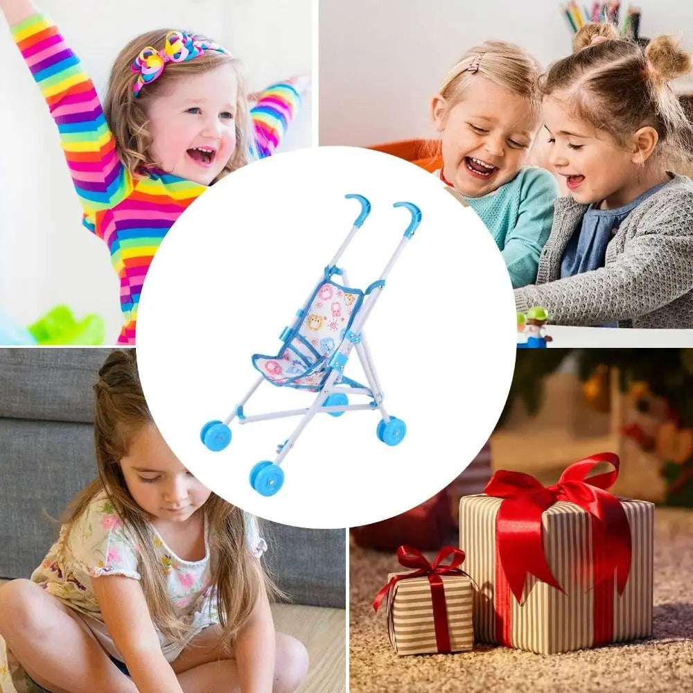 Baby Stroller Trendy Interactive Dolls Pram Plastic Stable Doll Handcart Play Toys Doll Stroller for Boys Girls Doll Accessories