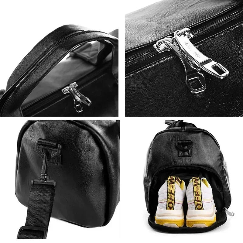 Gym Bag Leather Sports Bags Dry Wet Bags For Men Women  Training for Shoes Fitness Yoga Travel Luggage Shoulder Sport Bag
