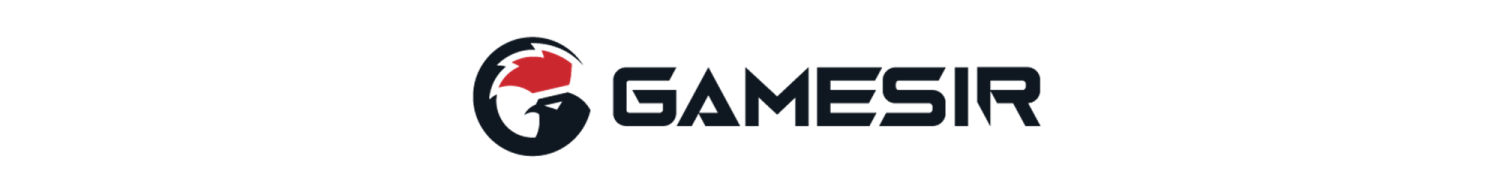 Schwarz-rote Gamesir-Logodarstellung mit einem stilisierten Vogel in Bewegung in einem kreisförmigen Emblem, für das Gamesir G7 Pro Tragetaschen-Zubehör für Xbox Series, einschließlich Anti-Reibungsringen.