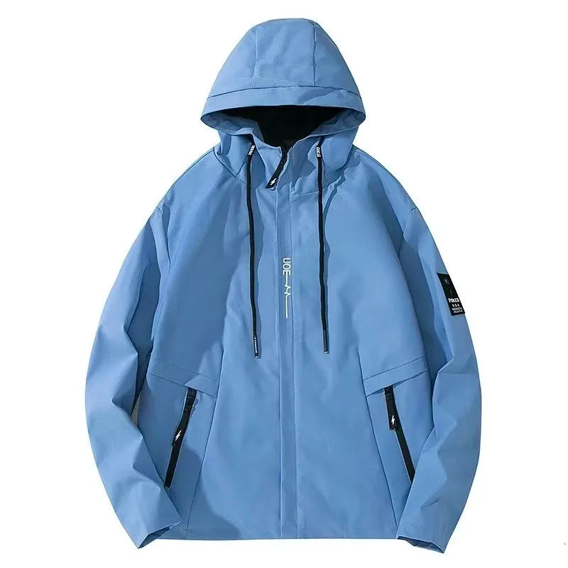 Men Hooded Windbreaker Jacket Waterproof Windproof Zip Up Coat Loose Casual Outdoor Hiking Streetwear Outerwear Spring Autumn