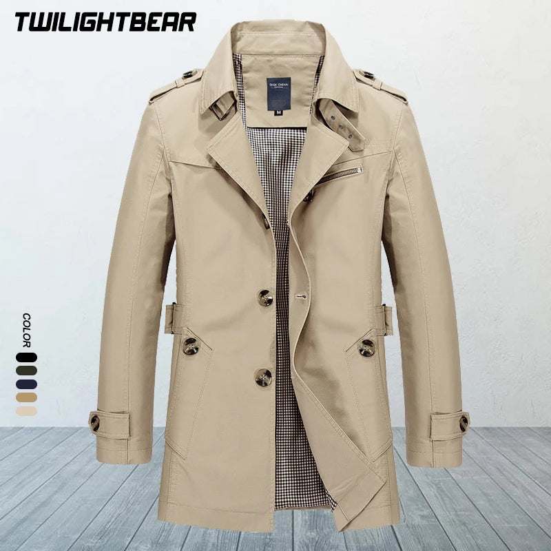 High Quality Men's Trench Coat Oversized Windbreaker Pure Cotton Business Casual Jacket Men Clothing Plus Size Overcoat 5XL