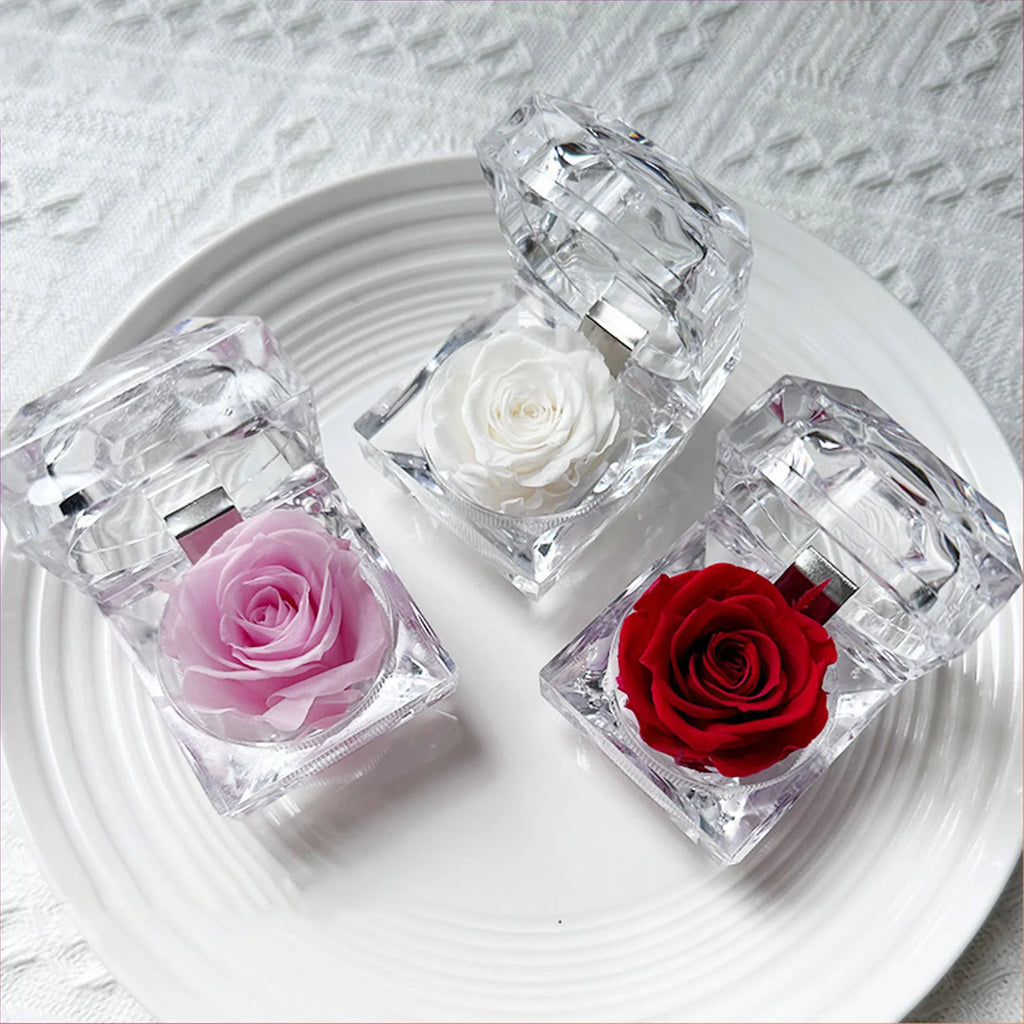 Eternal Preserved Rose Real Flower Valentine'S Birthday Anniversary Mother'S Day Acrylic Gift Box New Artificial Decorations