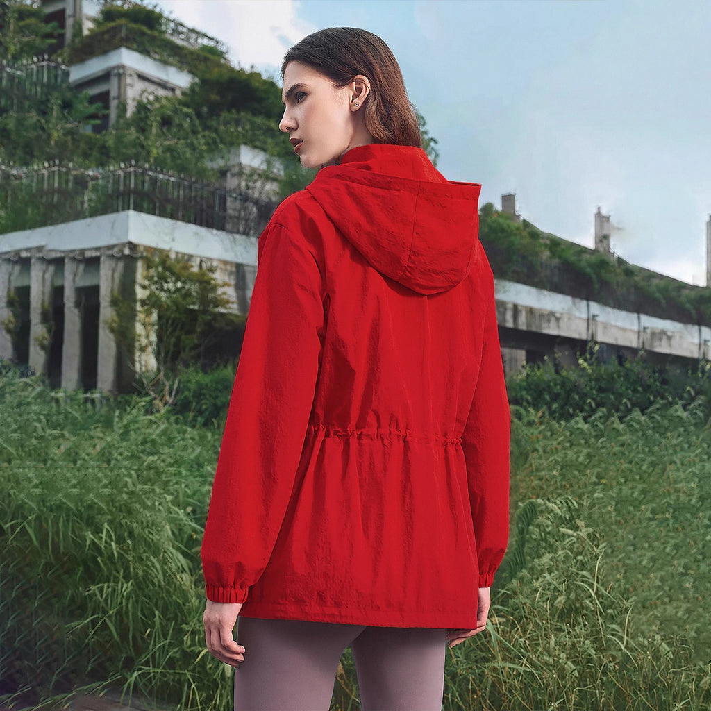 CHCH Women's Jacket Drawstring Waist Design Female Thin Stormtrooper Jacket Fashion Spring Autumn Outdoor Windproof Ladies Coat