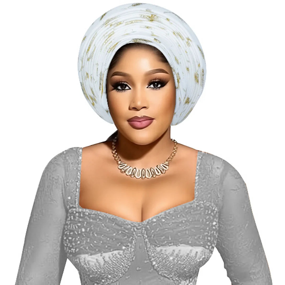 Nigerian Wedding Geles African Headtie Auto Gele Turbans For Women Aso Oke Fabric Muslim Headwear Headpiece Female Head Wraps