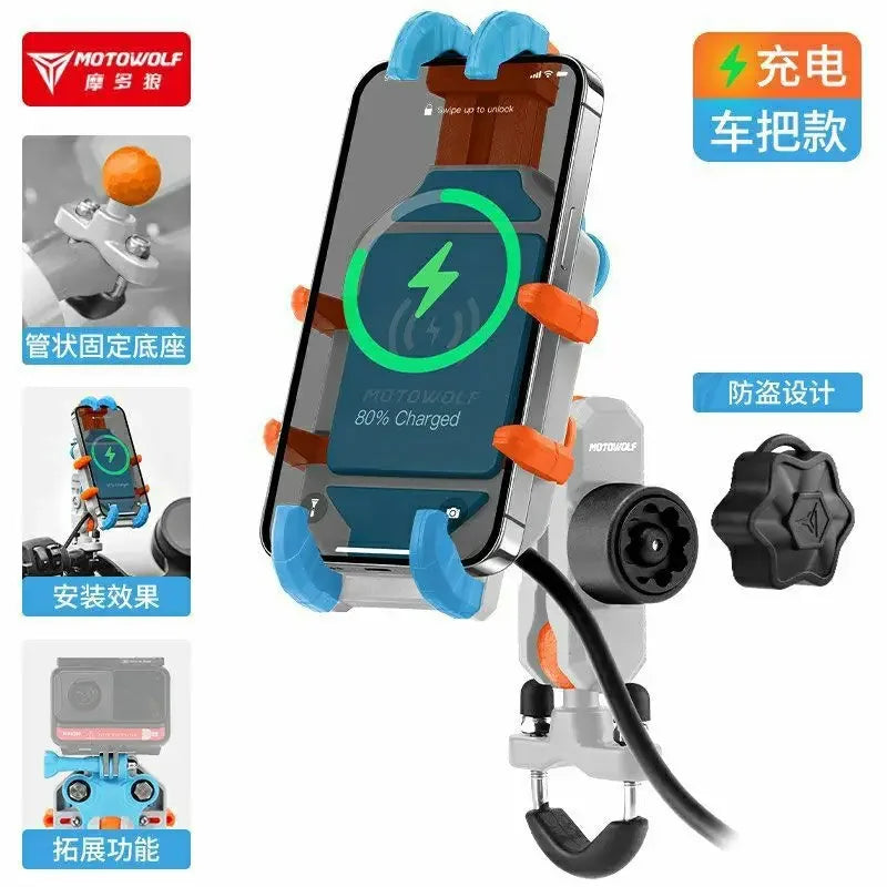 Motorcycle Wireless Charging Phone Holder Cradle Moto Support Cellphone Suporte Celular Motos Handlebar Mount biker Accessories