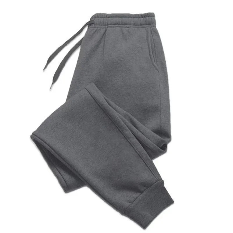 Mens Casual Pants Autumn Winter Fleece Sweatpants Men Running Jogger Sports Gym Trousers Fashion Solid Color Workout Long Pants
