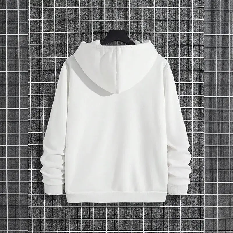 Herren-Winter-Casual-Kapuzenpullover in Weiß mit weichem, schlichtem Stoff und schlichter Gestaltung.