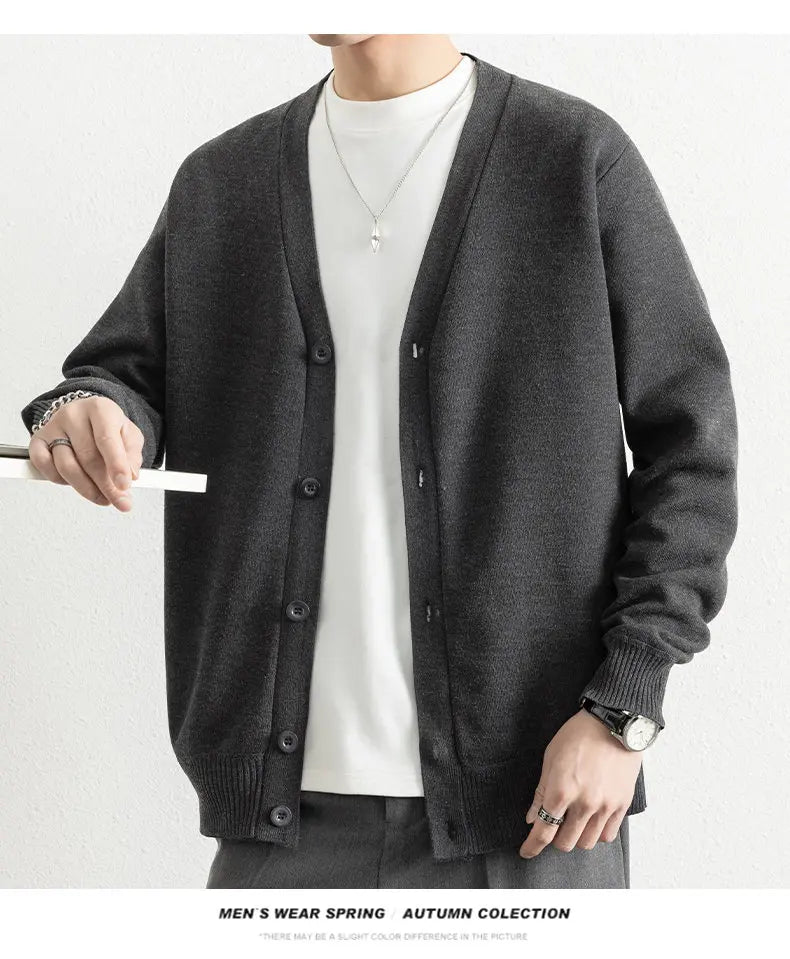 Men Button Sweaters Solid Color Knit Cardigans for Man Alibaba Korean Japanese Sweater Coat
