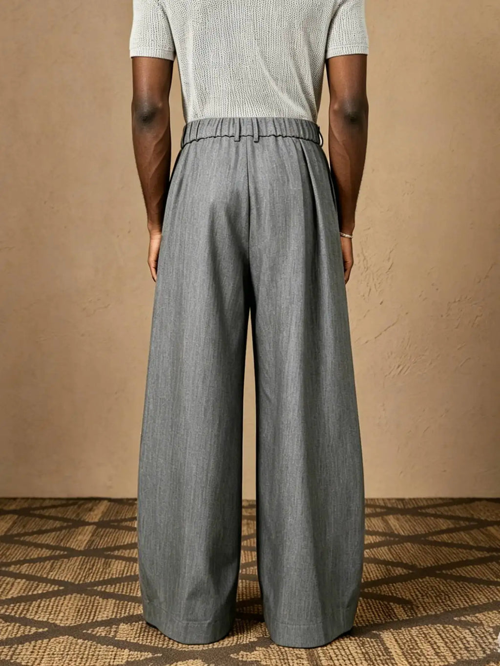 Men's Casual Fashion Grey Business Trousers Wide Leg Long Pants British Style Comfortable Leisure Pants for Men